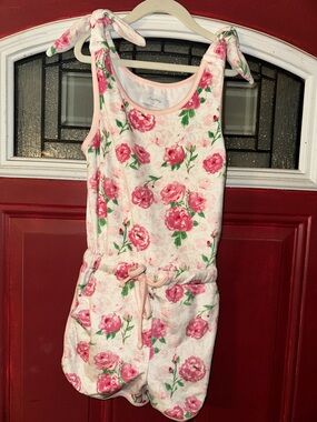 SweetHoney Pink Floral Tie-Shoulder Romper